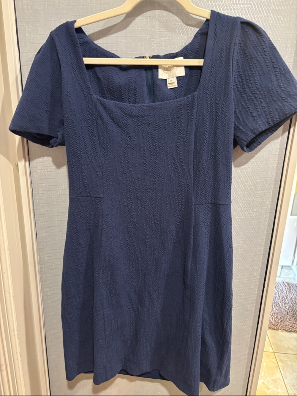 Lilly Pulitzer Navy Textured Square-Neck Mini Dress